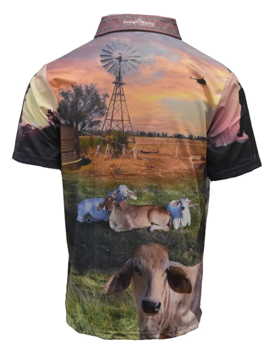 Adult Short Sleeve Ringers Sun Shirt - Cattle