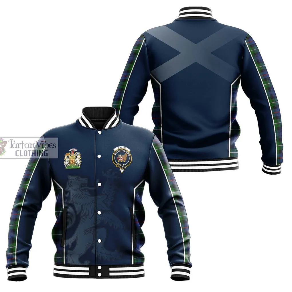 Baillie Tartan Baseball Jacket with Family Crest and Lion Rampant Vibes Sport Style