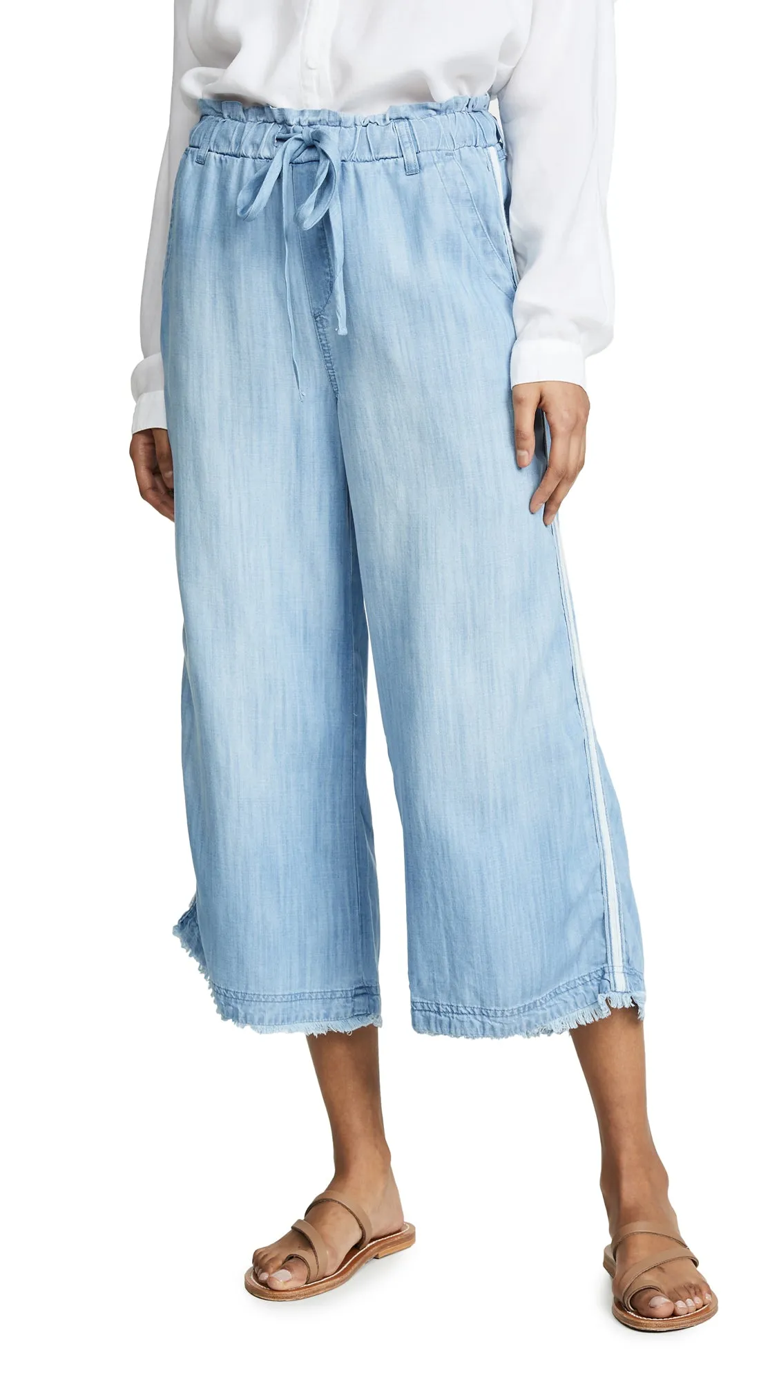 Bella Dahl Side Stripe Wide Leg Crop Pants Del Sol