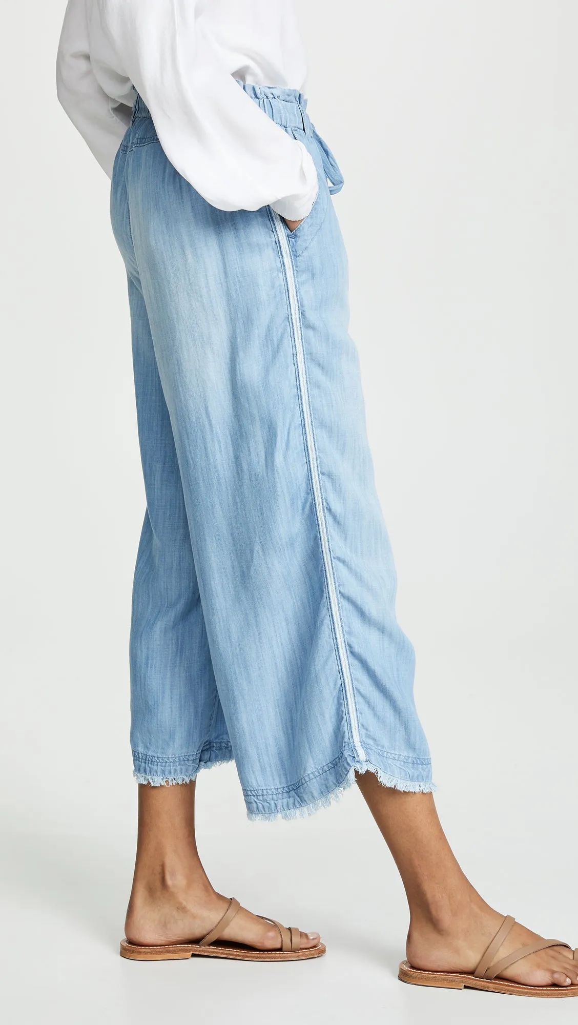 Bella Dahl Side Stripe Wide Leg Crop Pants Del Sol