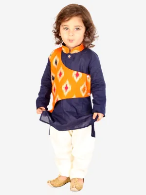 Boy's Ikat print front panel kurta pyjama - KID1 Boys