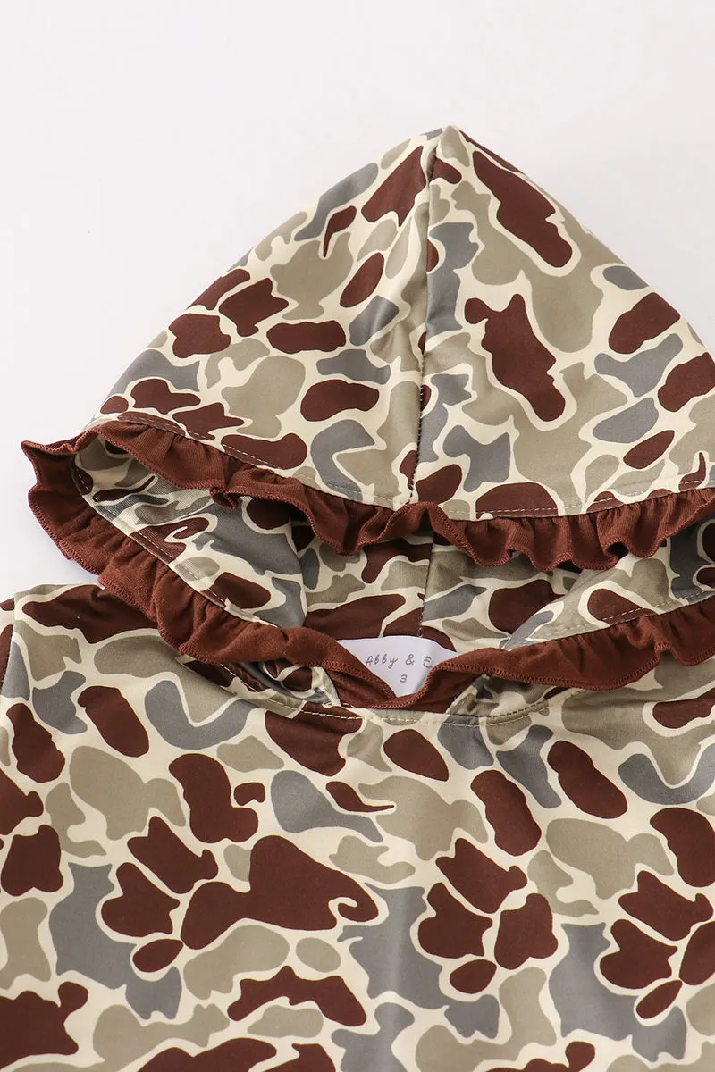 Camouflage ruffle girl hoodie set