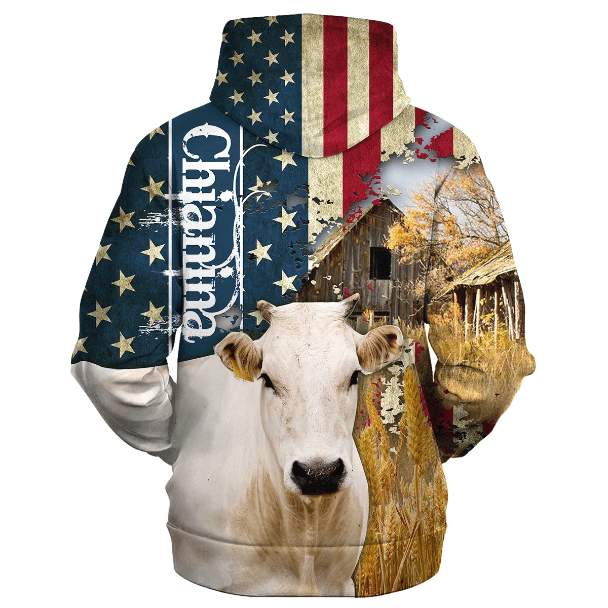 Chianina Farm With America Flag Hoodie