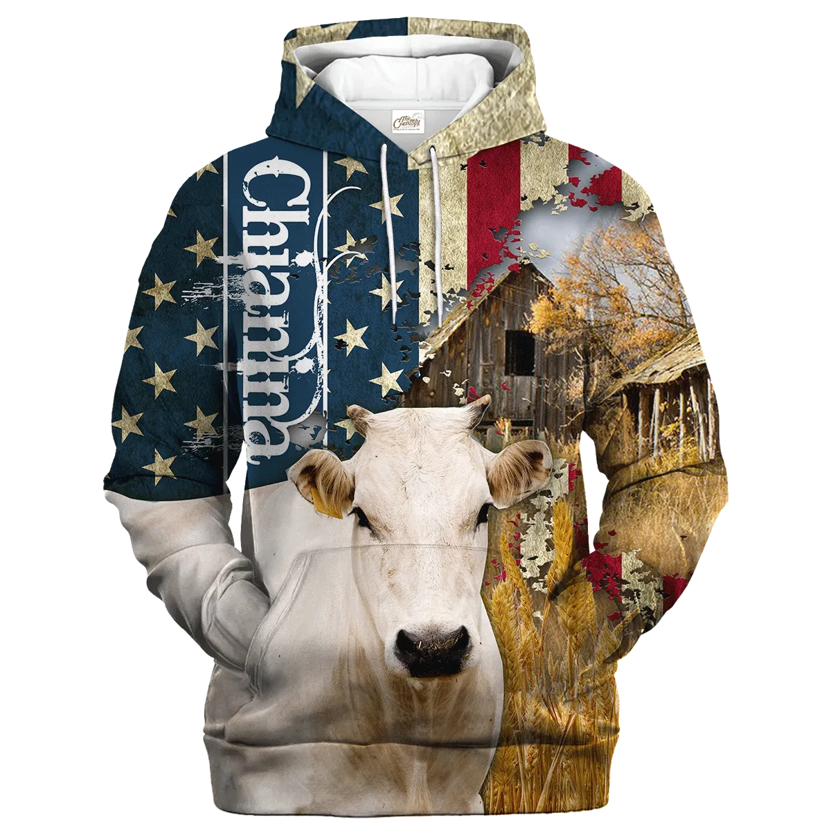 Chianina Farm With America Flag Hoodie