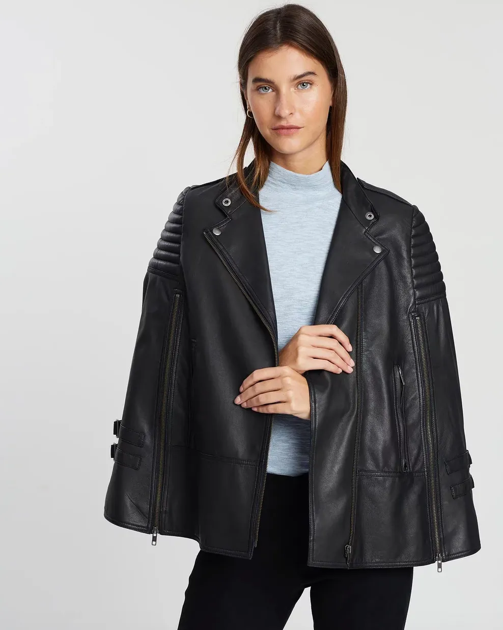 Crosby Cape Black Leather