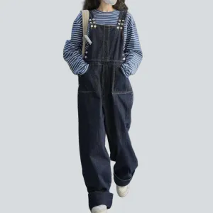 Dark wash women's denim overall