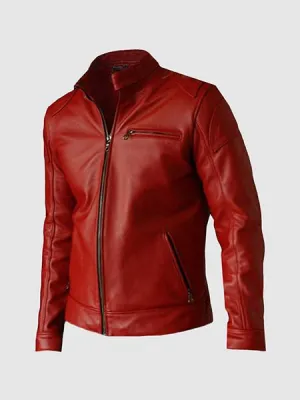 Elegant Red Leather Jacket