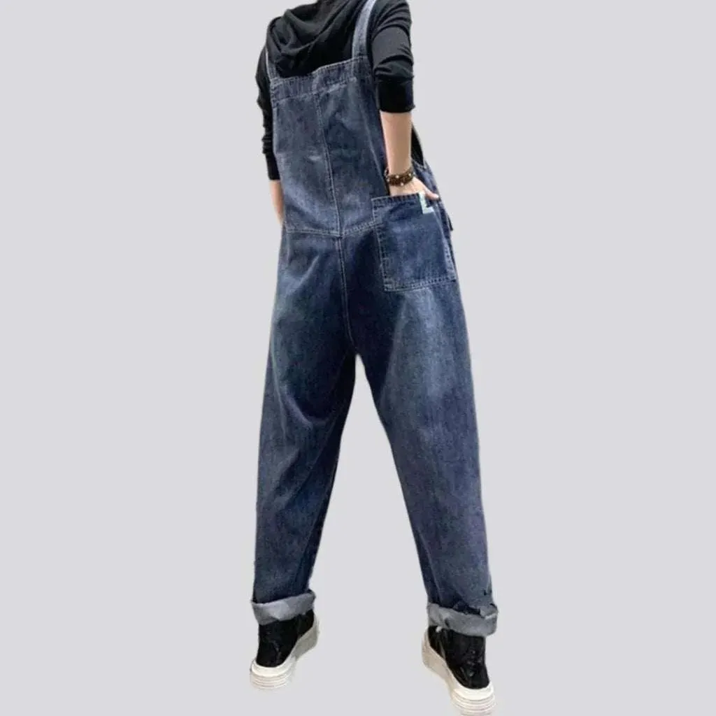 Embroidered women's jeans dungaree