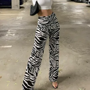 Fashionable Zebra Print Wide Leg Pants for Women