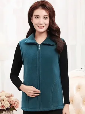 Female Warm Zipper Vest with Pockets / Fleece Women's Clothing - SF0110