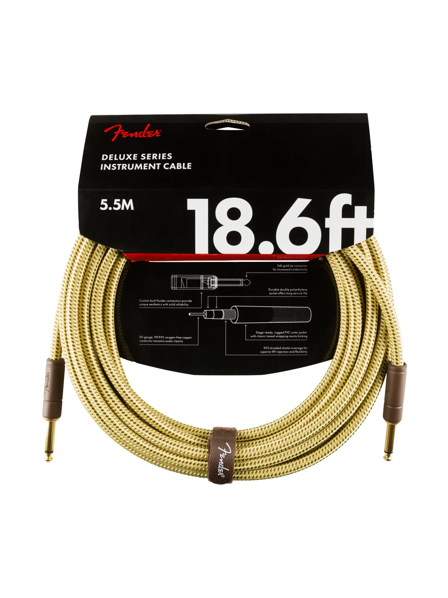 Fender Deluxe Series Instruments Cable, Straight/Straight, Tweed