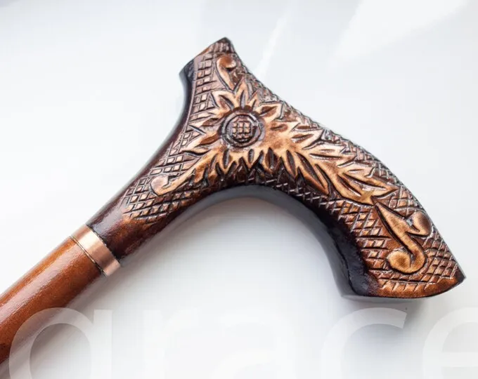 FJORD Unique Art Brown Wooden Handmade walking stick