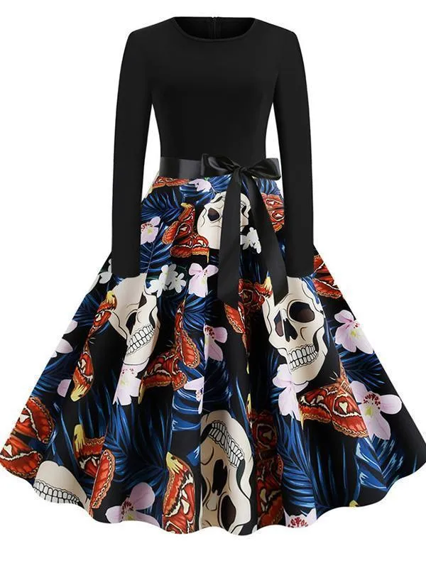 Halloween Vintage Fashion Print Dress