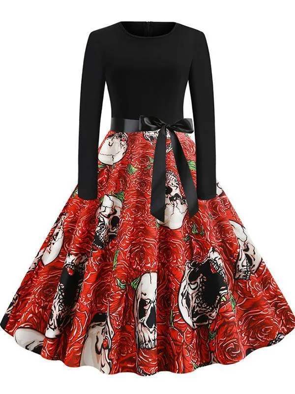 Halloween Vintage Fashion Print Dress