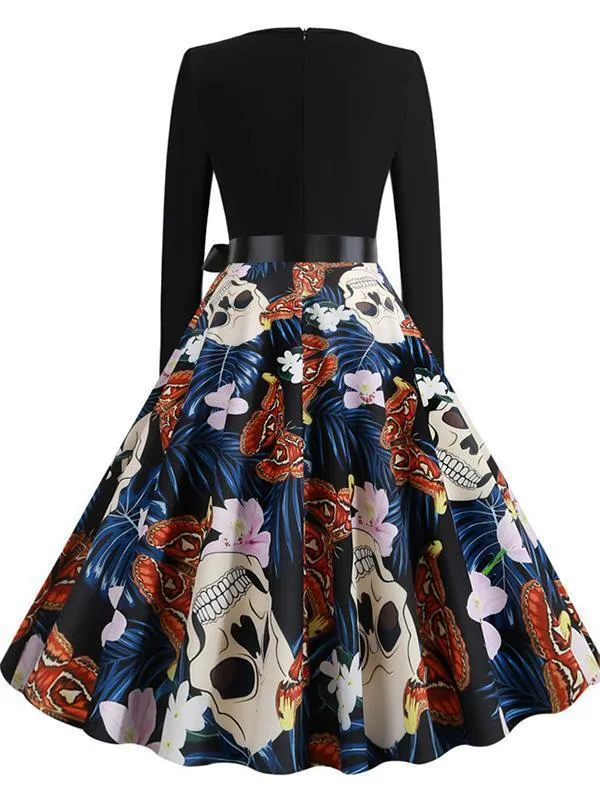 Halloween Vintage Fashion Print Dress