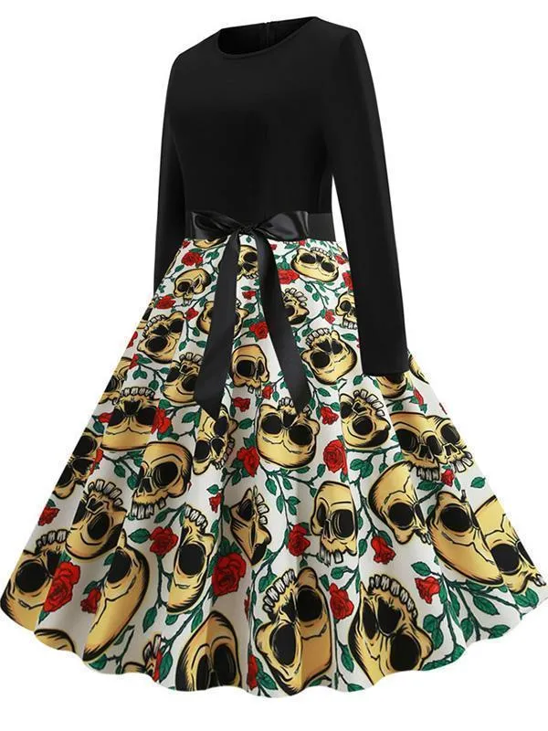 Halloween Vintage Fashion Print Dress