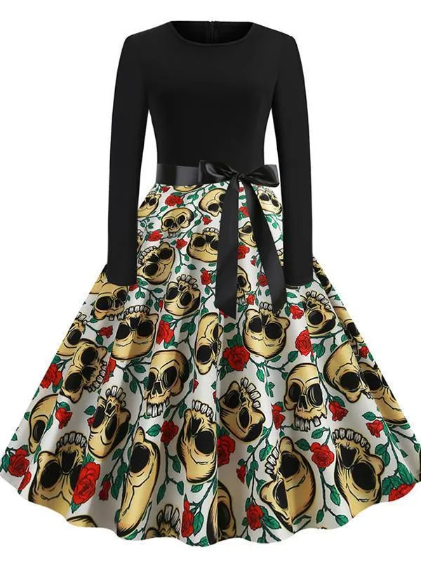 Halloween Vintage Fashion Print Dress