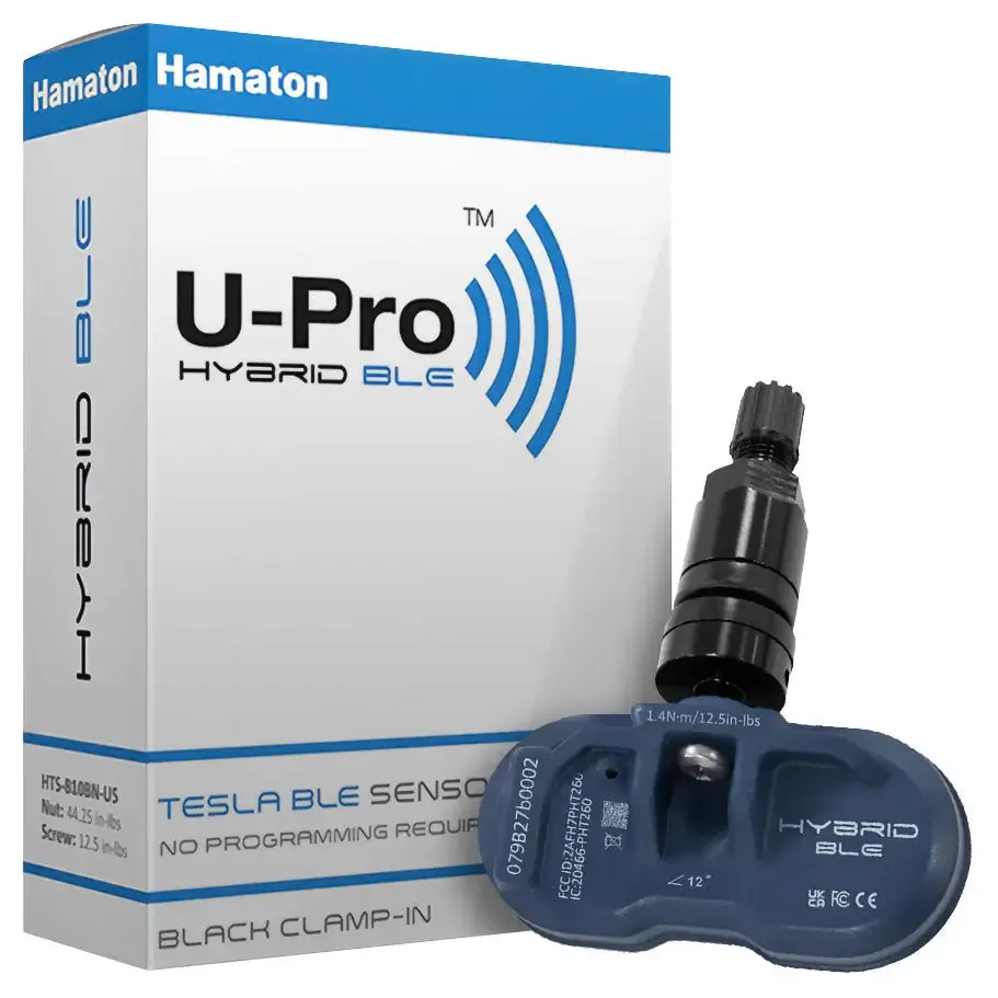 Hamaton U-PRO Tesla BLE sensor, Black Clamp-In Valve - HTS-B10BN-US