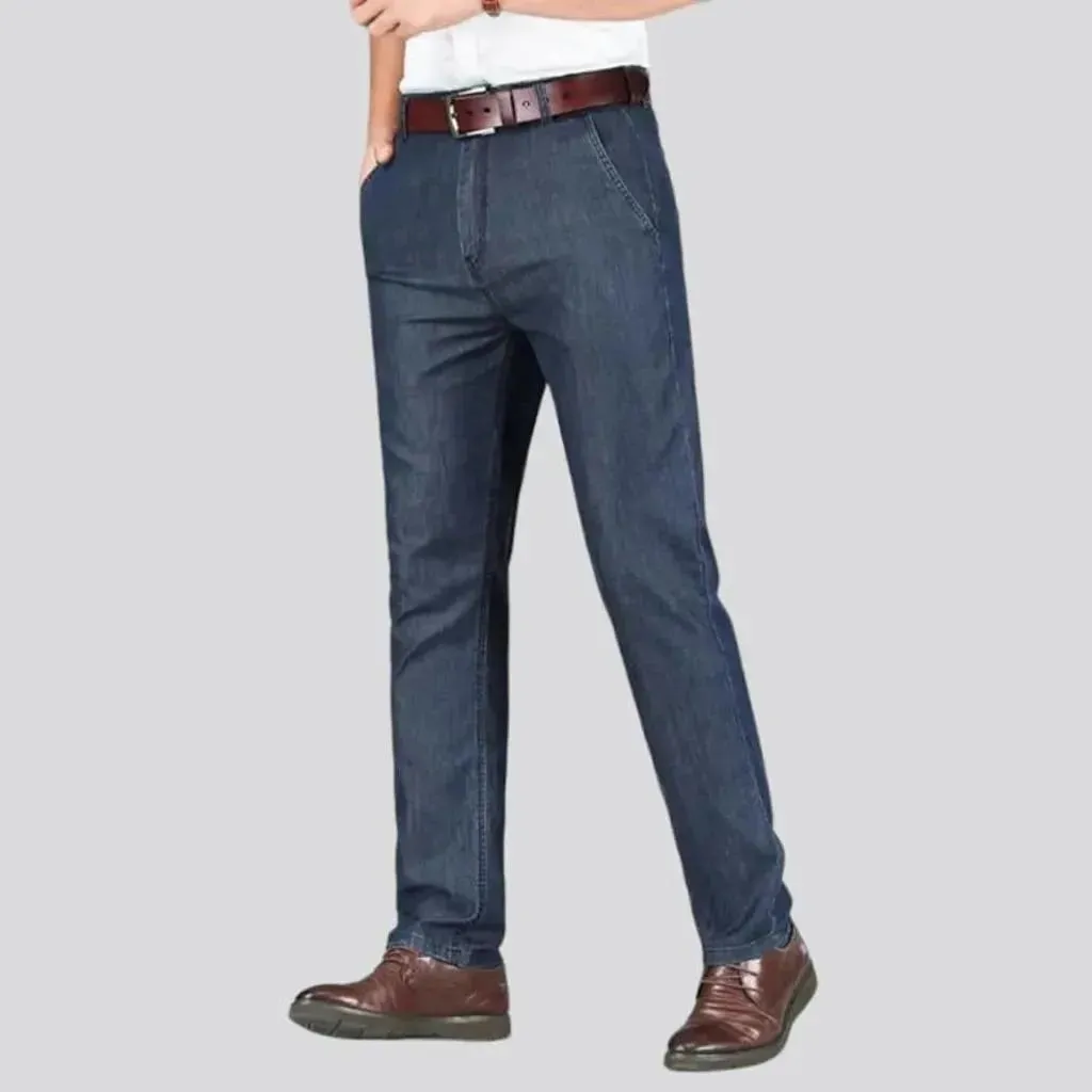 High-waist lyocell denim pants for men