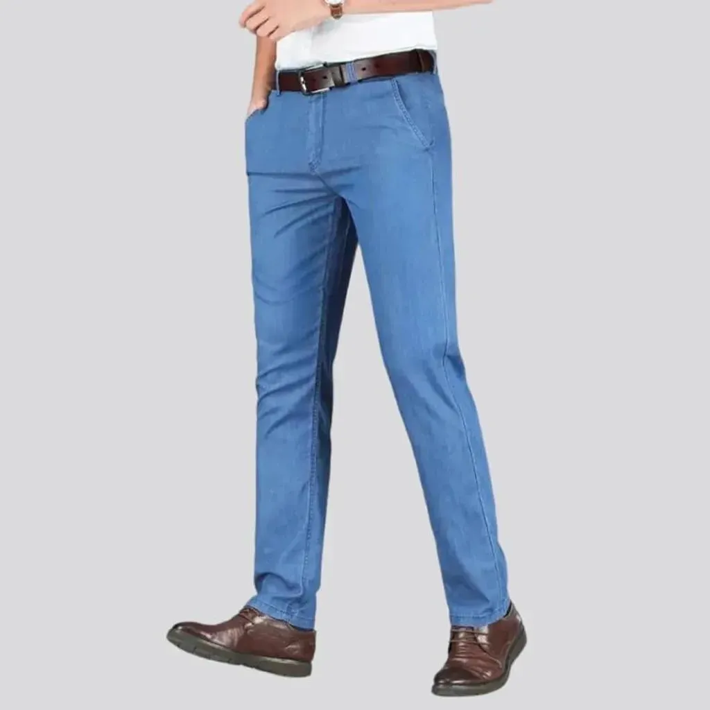 High-waist lyocell denim pants for men