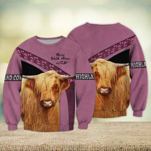 Highland Cow Never Walk Alone 3D Full Print Sweatshirt Christmas Shirts