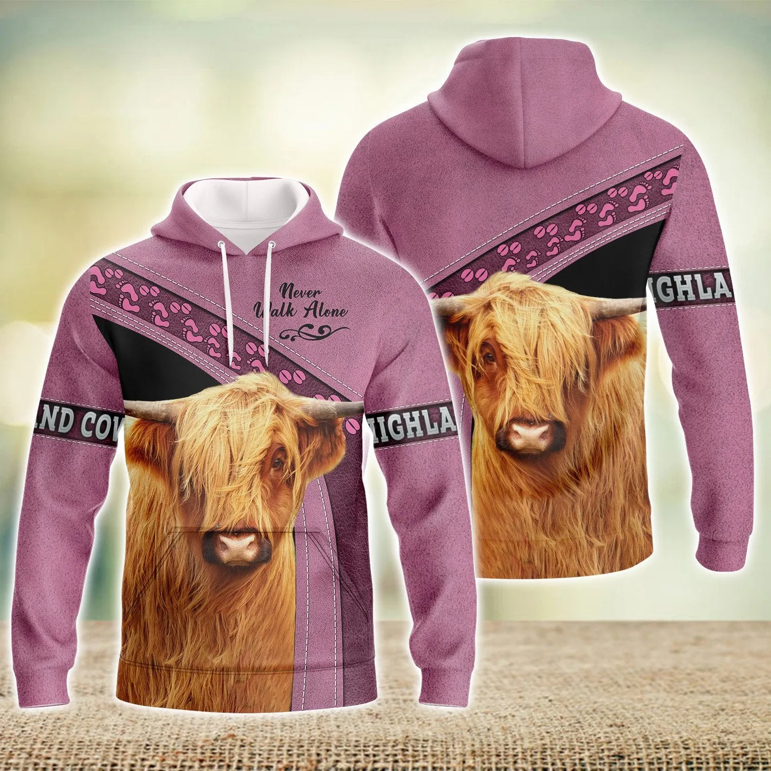 Highland Cow Never Walk Alone 3D Full Print Sweatshirt Christmas Shirts