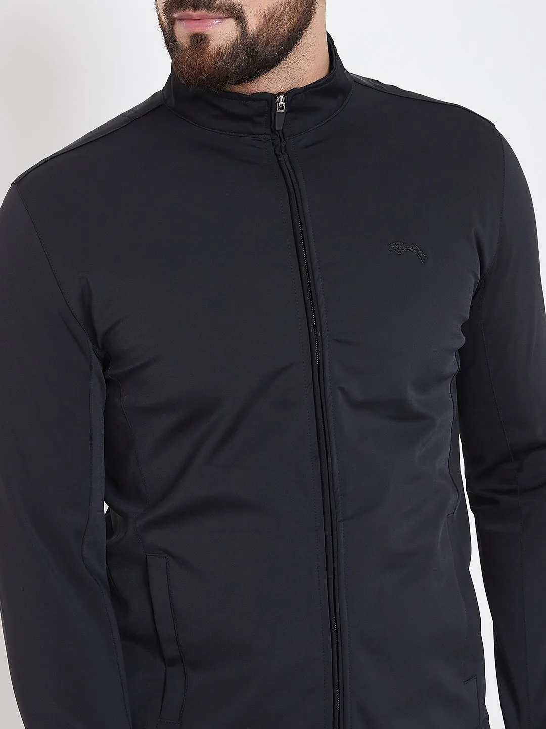 JUMP USA Men Black Solid Active Wear Sporty Jacket