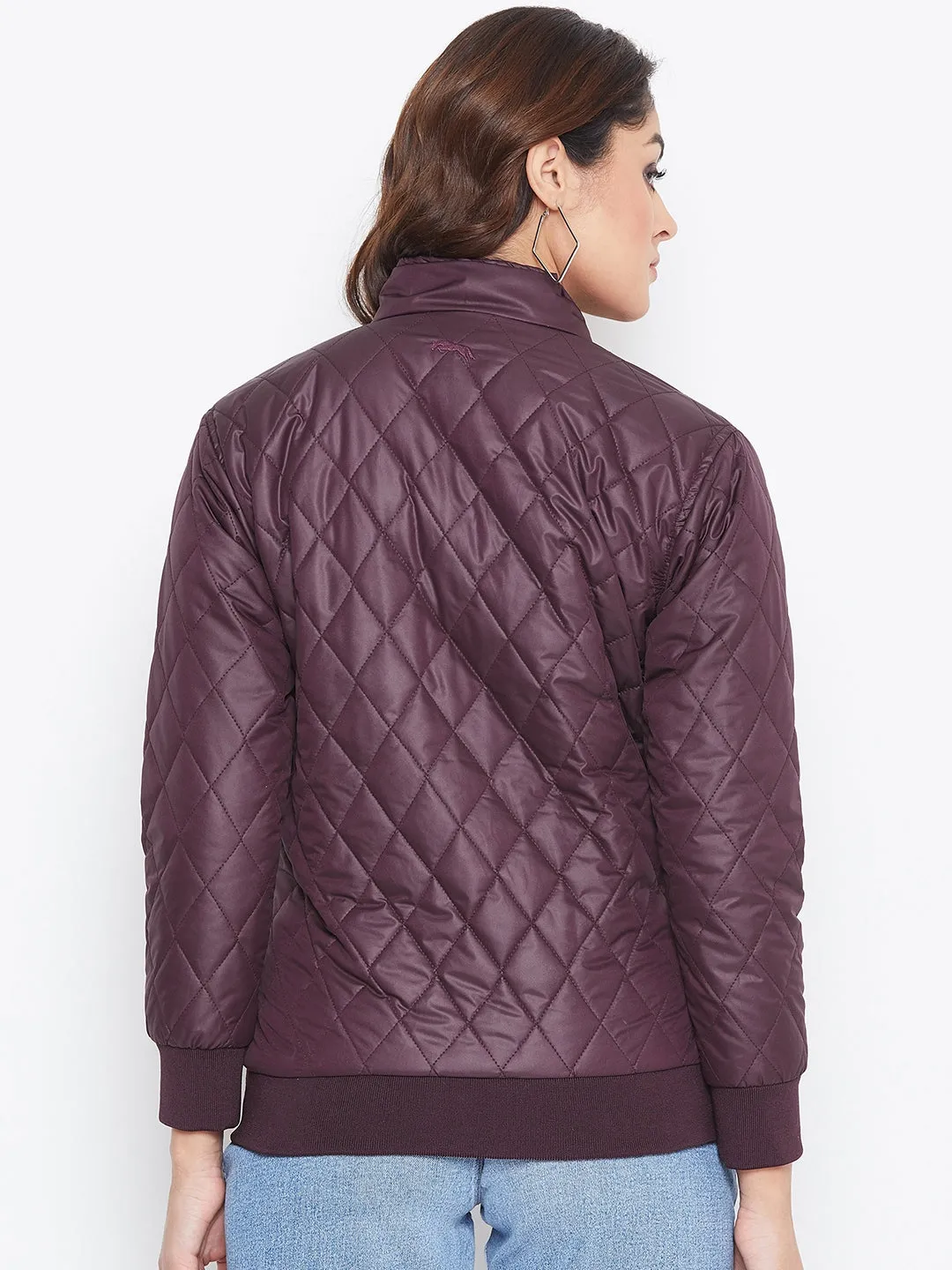 JUMP USA Women Wine Self Design Jacket