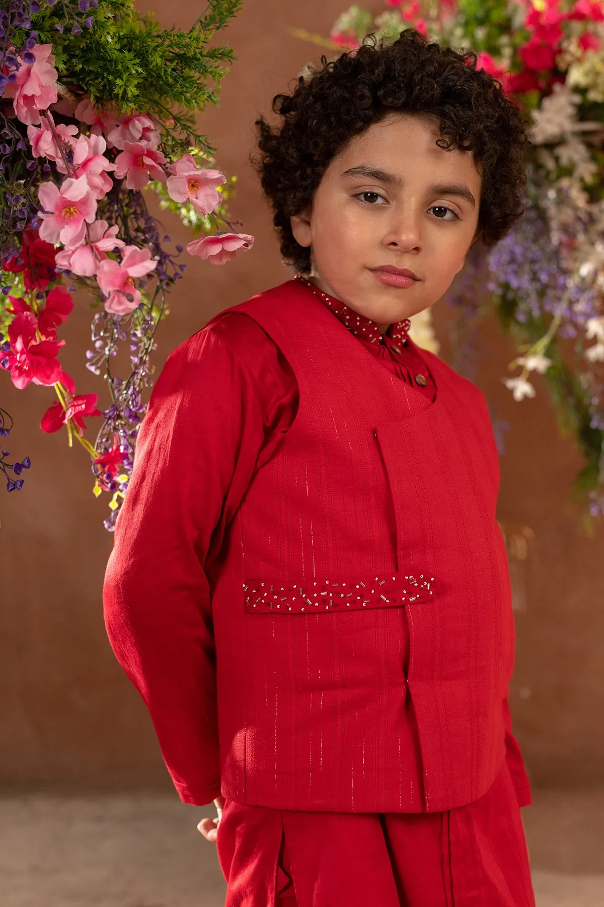 Kian - Embroidered Nehru Jacket and Vegan Silk Kurta Trouser Set