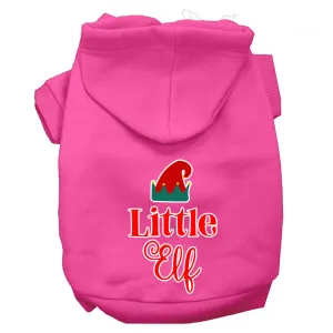 Little Elf Screen Print Dog Hoodie Bright Pink L