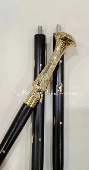 Long Knob Head handle Brass Decorative Walking Stick