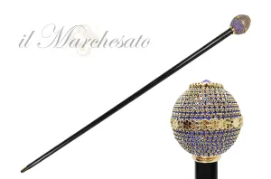 Luxurious Jeweled Walking Stick with Sapphire crystals