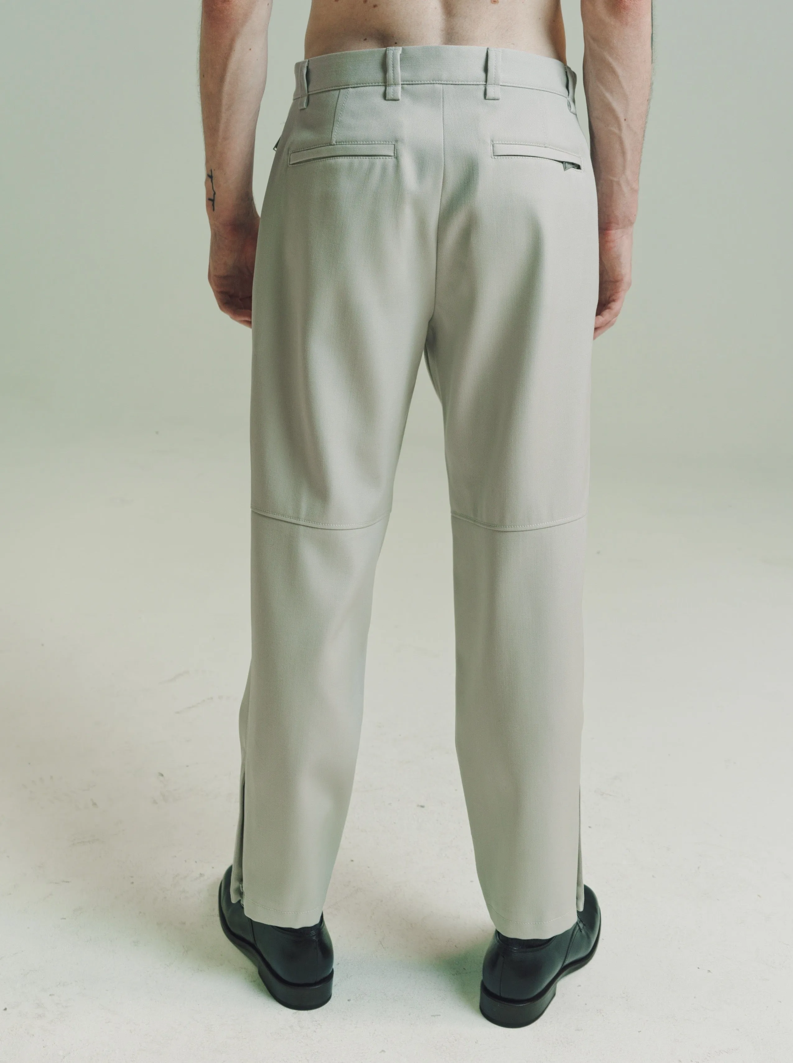 Mastic Gray Wool Biker Trousers