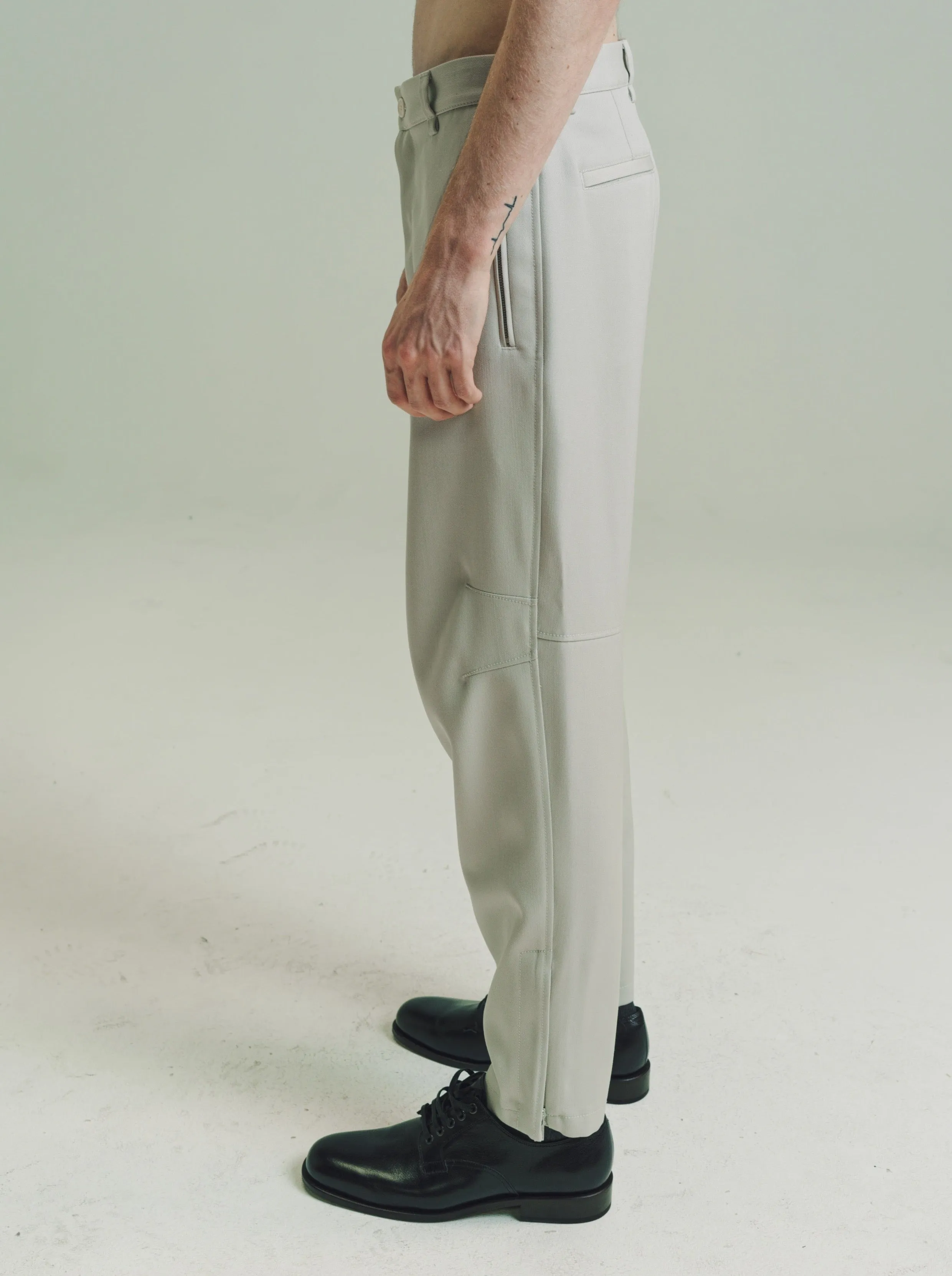 Mastic Gray Wool Biker Trousers