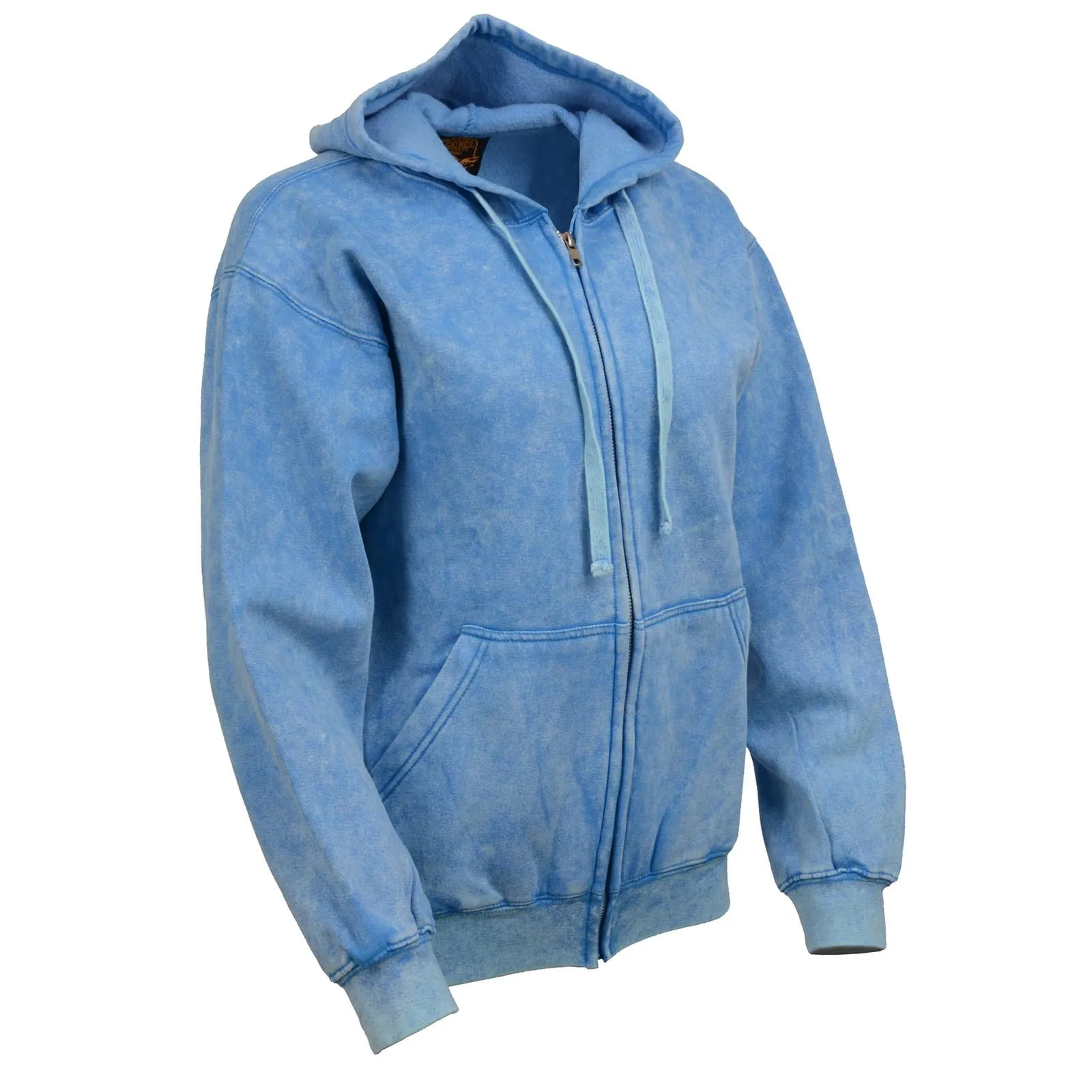 Milwaukee Leather MNG21621 Women's Distressed Blue Sweatshirt Full Zip Up Long Sleeve Casual Hoodie - with Pocket