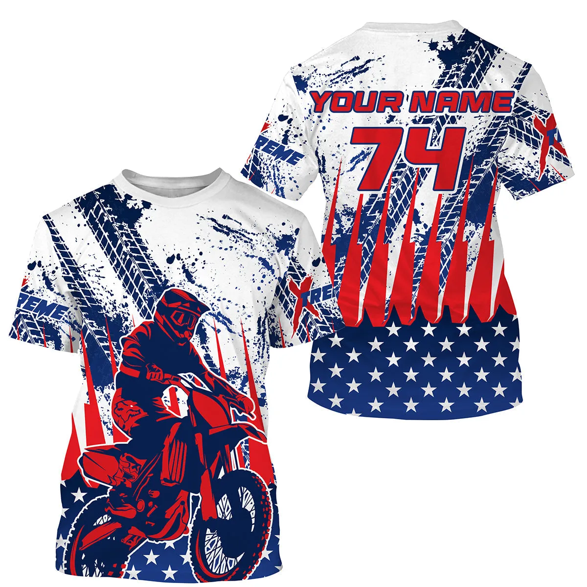 Motocross Custom Mx 3D Long Sleeve Women Men UV Protective American Flag Shirt Dirt Bike Racewear