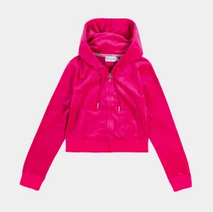 OG Bling Velour Womens Hoodie (Hot Pink)