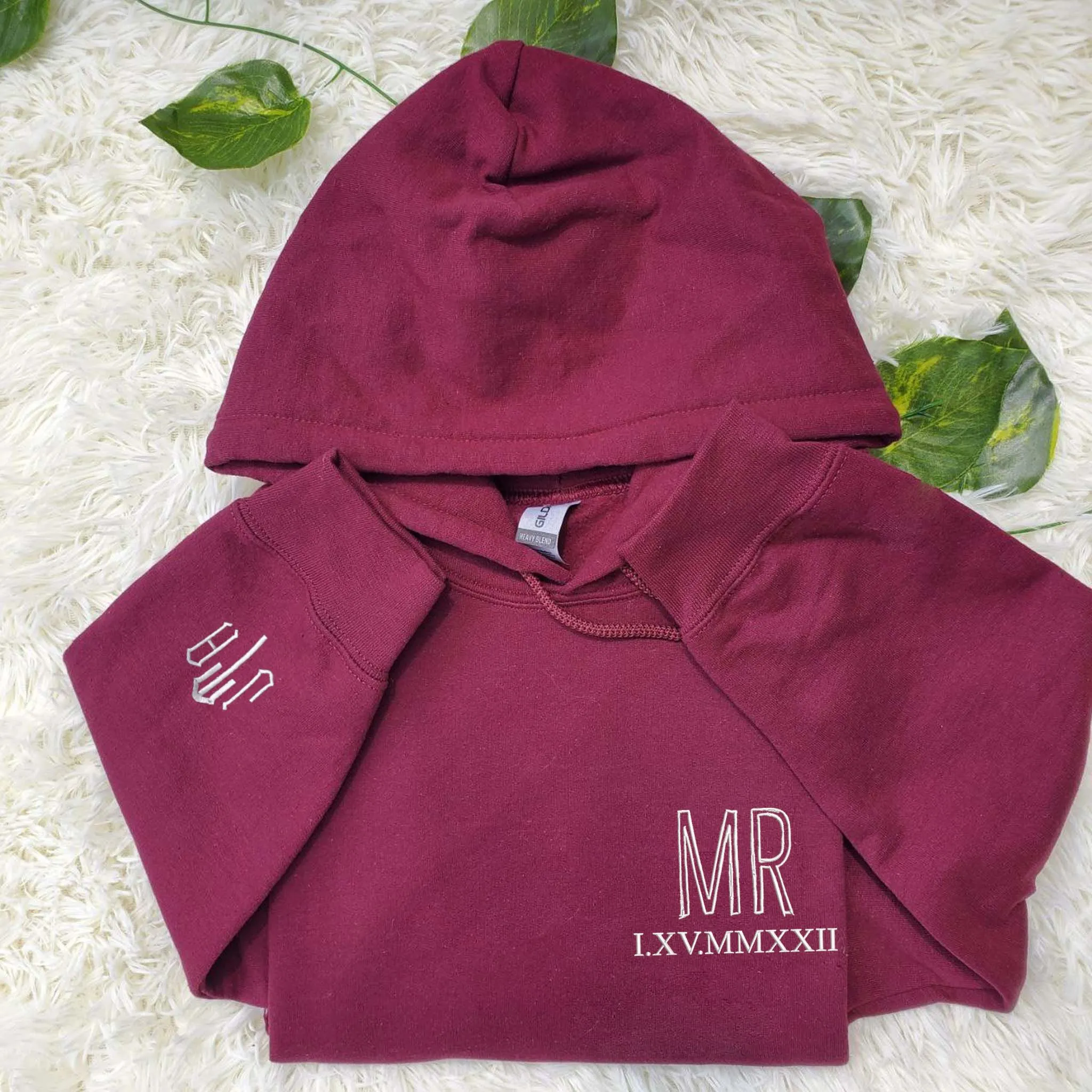 Personalized Mr And Mrs Embroidered Hoodie With Aniniversary Date, Best Gift For Couple