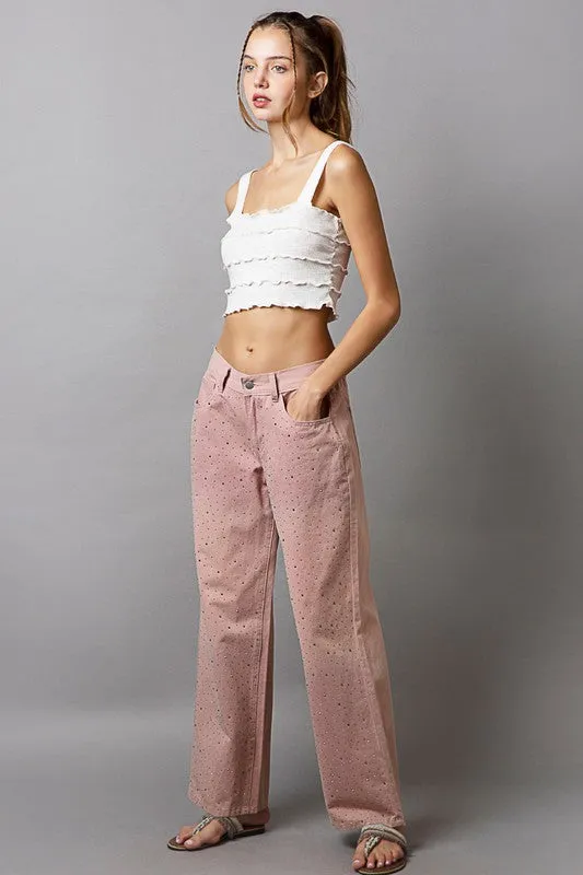 POL Embellishments Gradient Wide Leg Pants