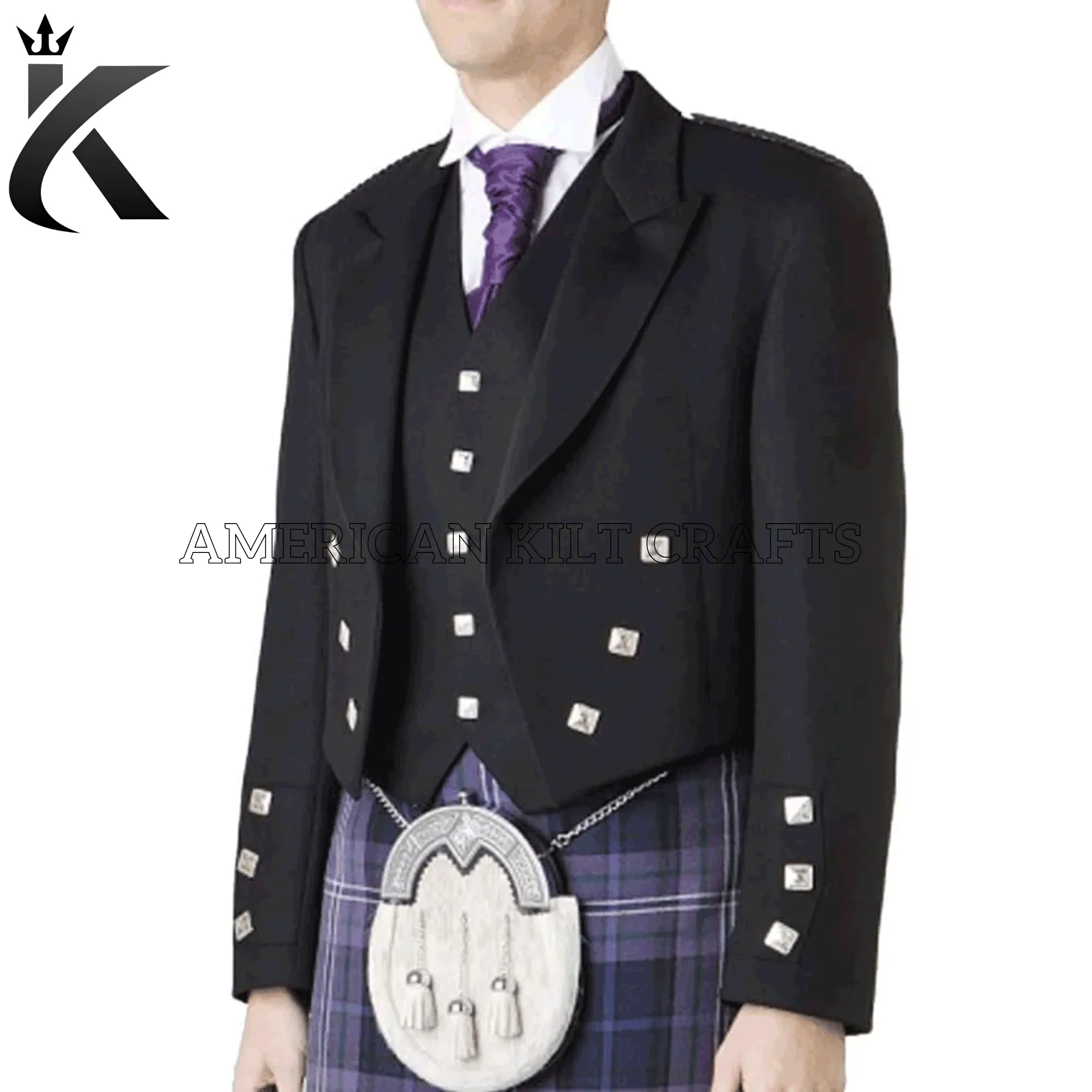 Prince Charlie jacket with Five Button Waistcoat - American Kilt Crafts