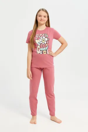 Senior Girls Pink Stay Cool Pyjama Set (2 Piece)