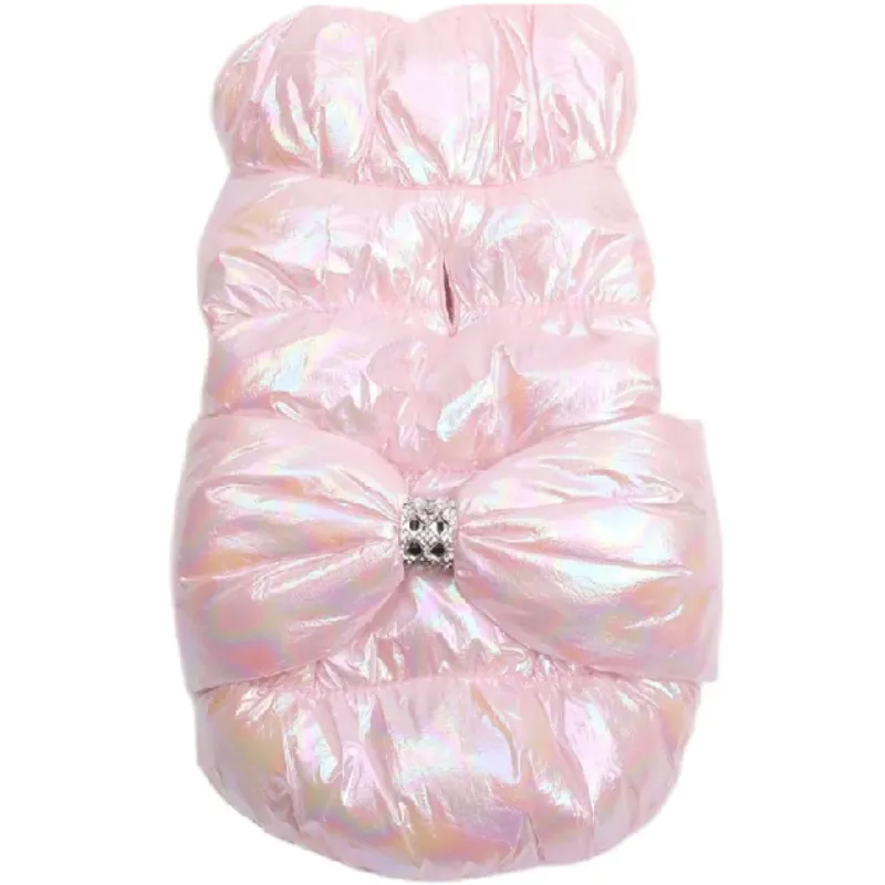 Shimmer Puffer Vest with Bow