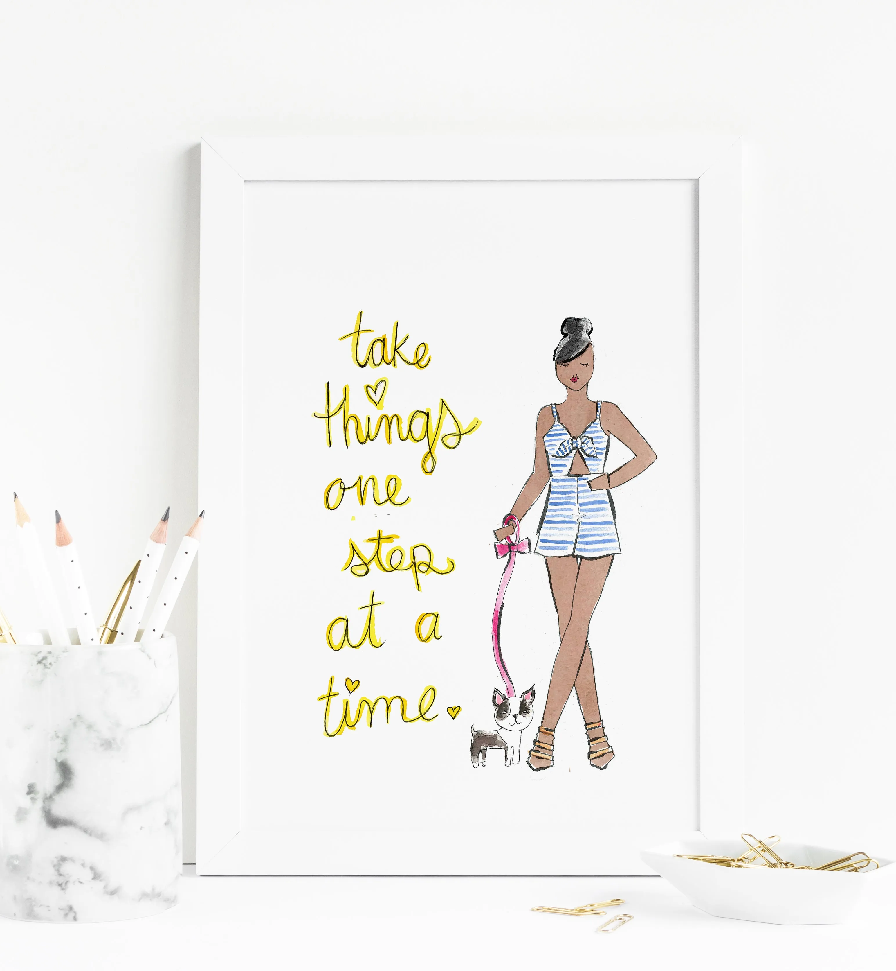 Take things one step at a time Bulldog Art Print